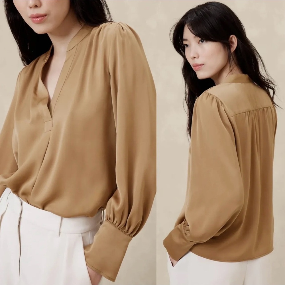 Banana Republic Women’s Crepe Volume Sleeve Blouse Sz L